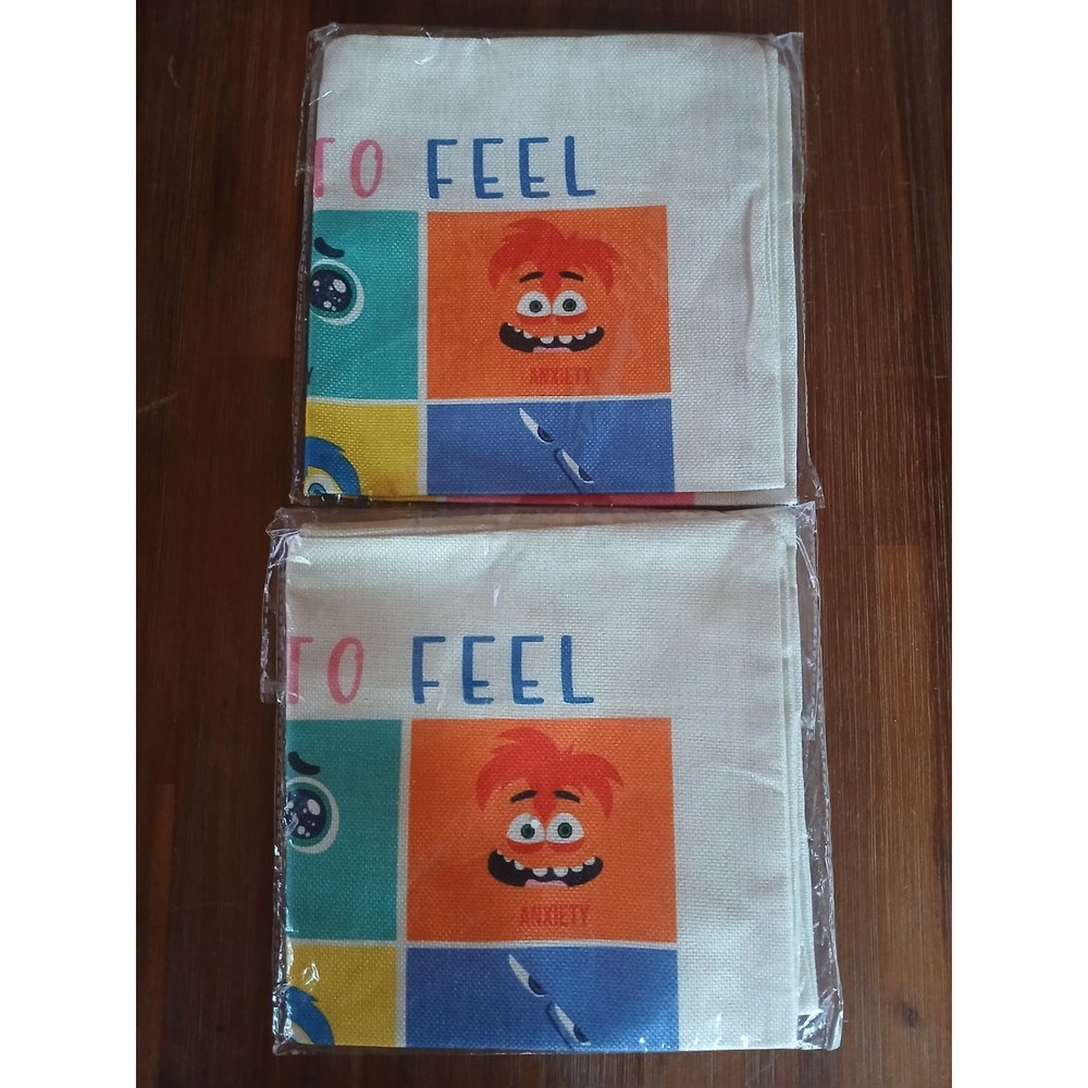 2 Inside Out 2 Pillow Case Burlap/canvas 18 by 18" Tuocyerd Double-sided C4 - Picture 3 of 7